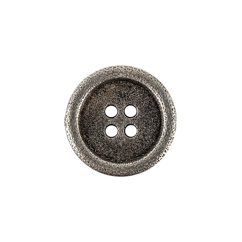 Italian Carbon Silver Shallow Plate 4-Hole Metal Look Coat Button - 36L/23mm