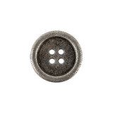 Italian Carbon Silver Shallow Plate 4-Hole Metal Look Coat Button - 36L/23mm