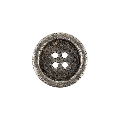 Italian Carbon Silver Shallow Plate 4-Hole Metal Look Coat Button - 36L/23mm