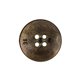 Italian Hint of Gold Bronze Shallow Plate 4-Hole Metal Look Coat Button - 36L/23mm