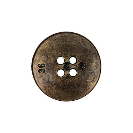 Italian Hint of Gold Bronze Shallow Plate 4-Hole Metal Look Coat Button - 36L/23mm