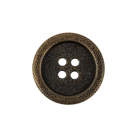 Italian Hint of Gold Bronze Shallow Plate 4-Hole Metal Look Coat Button - 36L/23mm