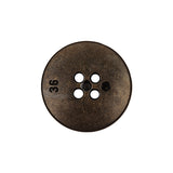 Italian Bronze Shallow Plate 4-Hole Metal Look Coat Button - 36L/23mm