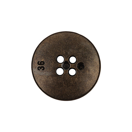 Italian Bronze Shallow Plate 4-Hole Metal Look Coat Button - 36L/23mm