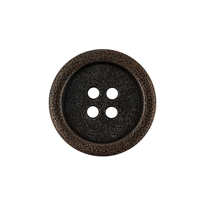 Italian Bronze Shallow Plate 4-Hole Metal Look Coat Button - 36L/23mm