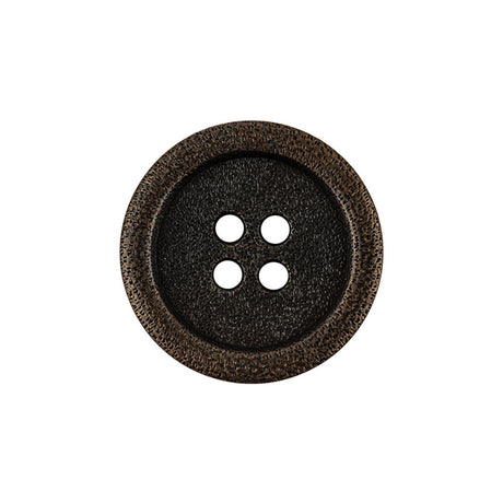 Italian Bronze Shallow Plate 4-Hole Metal Look Coat Button - 36L/23mm