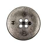 Italian Carbon Silver Shallow Plate 4-Hole Metal Look Coat Button - 44L/28mm