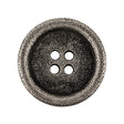 Italian Carbon Silver Shallow Plate 4-Hole Metal Look Coat Button - 44L/28mm