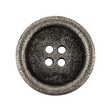 Italian Carbon Silver Shallow Plate 4-Hole Metal Look Coat Button - 44L/28mm