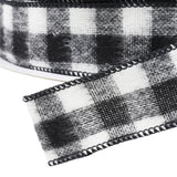 Buffalo Plaid Black & White Wired Ribbon, 1-1/2" Wide, 25 Yards