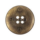 Italian Golden Bronze Shallow Plate 4-Hole Metal Look Coat Button - 44L/28mm