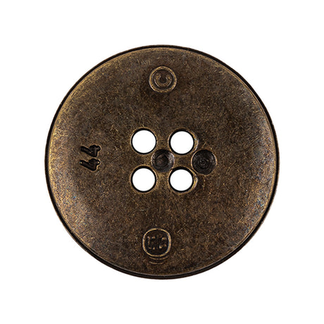 Italian Hint of Gold Bronze Shallow Plate 4-Hole Metal Look Coat Button - 44L/28mm