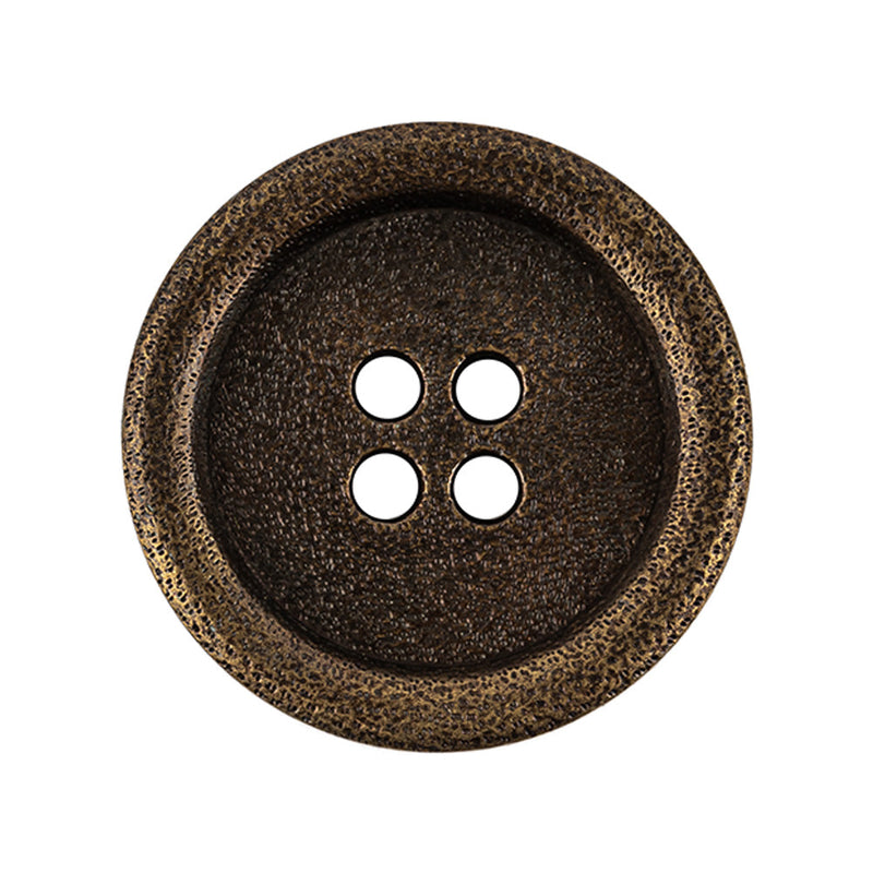 Italian Hint of Gold Bronze Shallow Plate 4-Hole Metal Look Coat Button - 44L/28mm
