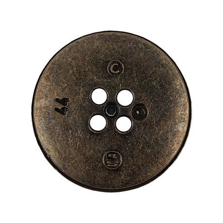 Italian Bronze Shallow Plate 4-Hole Metal Look Coat Button - 44L/28mm