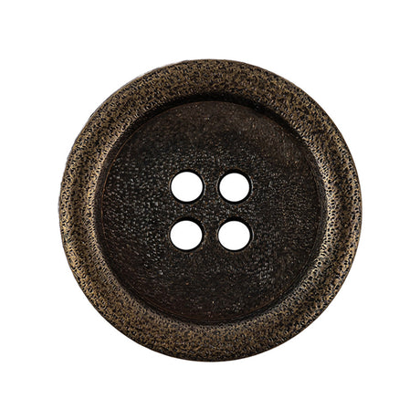 Italian Bronze Shallow Plate 4-Hole Metal Look Coat Button - 44L/28mm