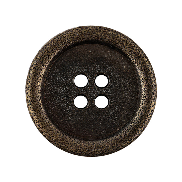 Italian Bronze Shallow Plate 4-Hole Metal Look Coat Button - 44L/28mm