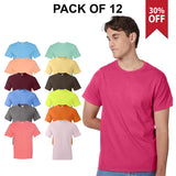 12 Pack Men's Authentic 100% Cotton Crew Neck T-Shirt