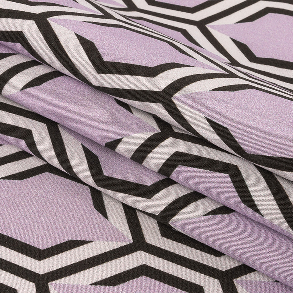 Stretch Cotton Sateen - Pale Lavender Honeycomb Geometric - Sweet as Honey Print - Mood Exclusive Wisteria Collection