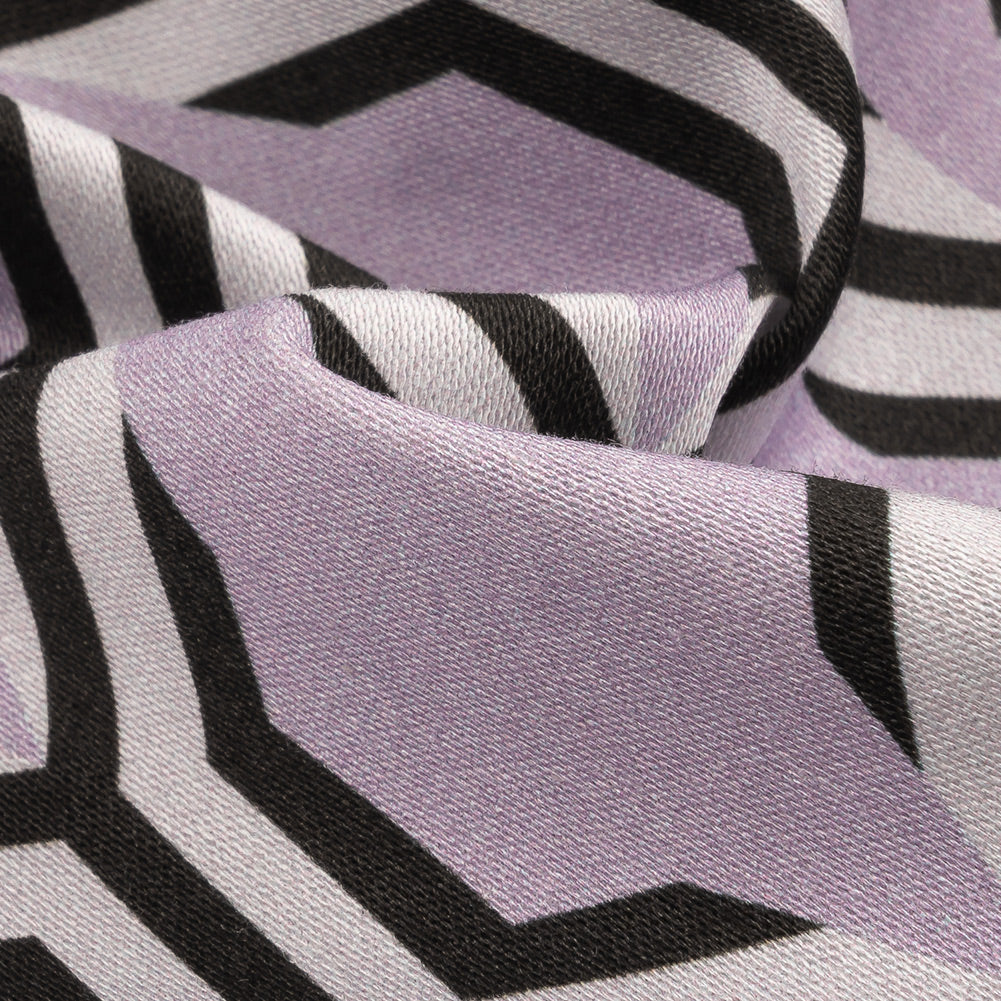 Stretch Cotton Sateen - Pale Lavender Honeycomb Geometric - Sweet as Honey Print - Mood Exclusive Wisteria Collection
