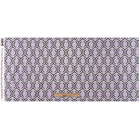 Stretch Cotton Sateen - Pale Lavender Honeycomb Geometric - Sweet as Honey Print - Mood Exclusive Wisteria Collection