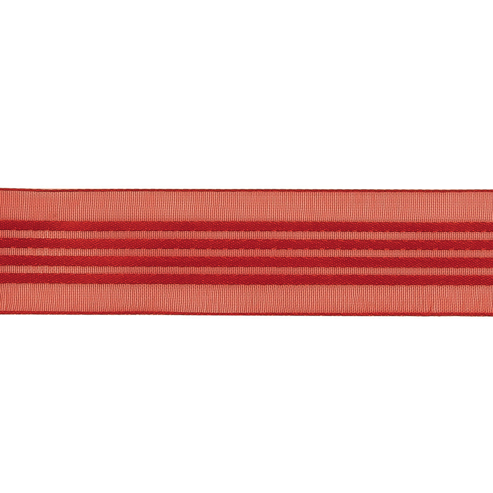 Aura Orange Sheer Ribbon with Satin Stripes - 0.875"