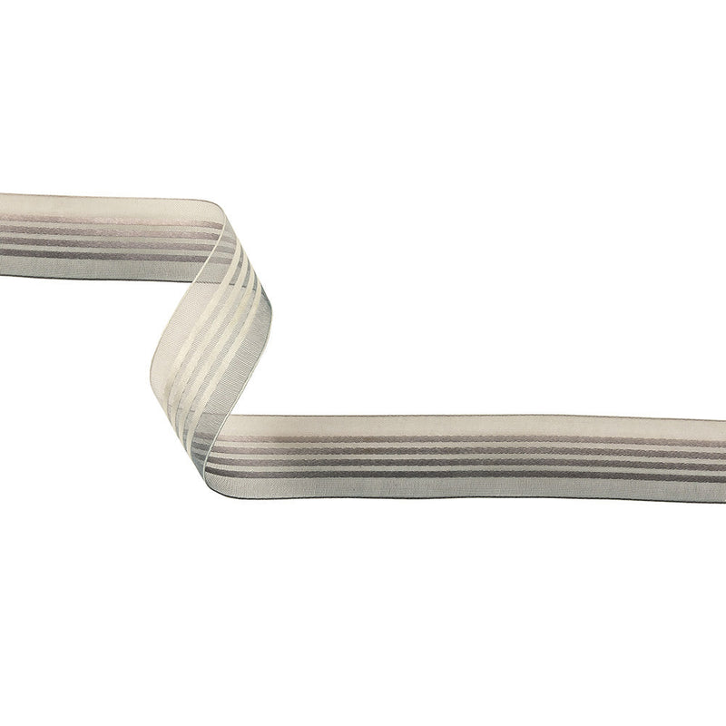 Gray Ombre Sheer Ribbon with Satin Stripes - 0.875"