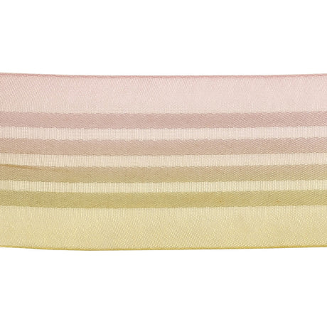 Pink and Yellow Ombre Sheer Ribbon with Satin Stripes - 1.625"