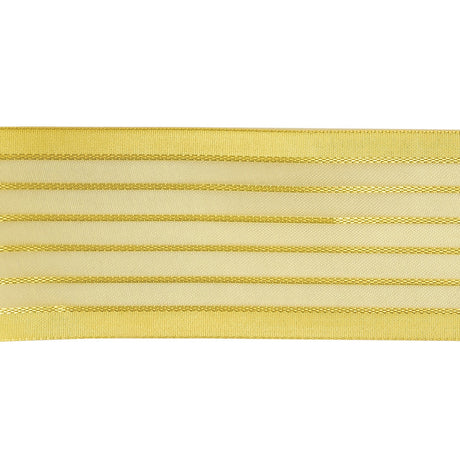 Yellow Striped Sheer Ribbon with Opaque Borders - 1.5"
