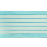 Turquoise Striped Sheer Ribbon with Opaque Borders - 1.5"