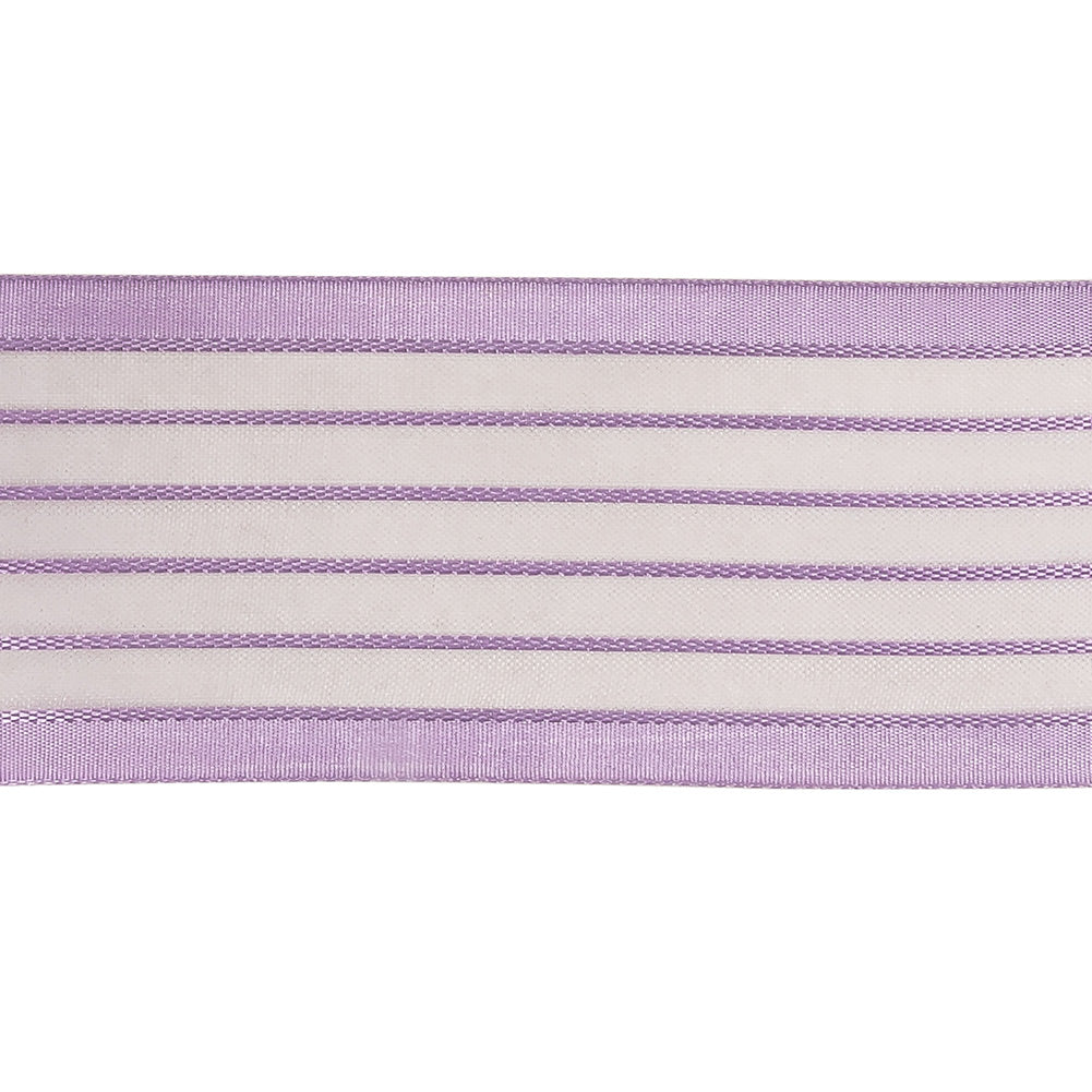Lavendula Striped Sheer Ribbon with Opaque Borders - 1.5"