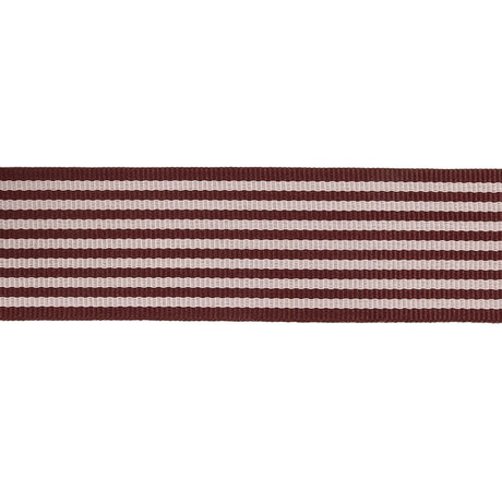 Burgundy and Off White Striped Grosgrain Ribbon - 1"