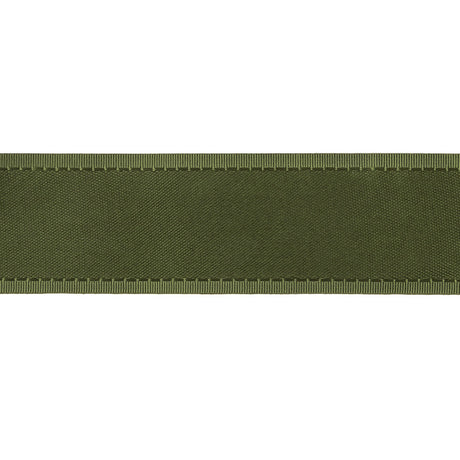 Moss Green Double Faced Satin Ribbon with Ribbed Borders - 1"