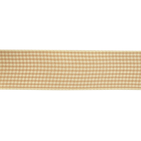 Beige and Angora Houndstooth Check Woven Ribbon - 1"