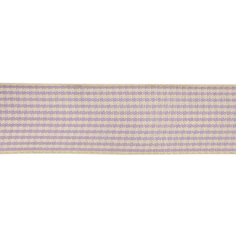 Lilac and Cream Houndstooth Check Woven Ribbon - 1"