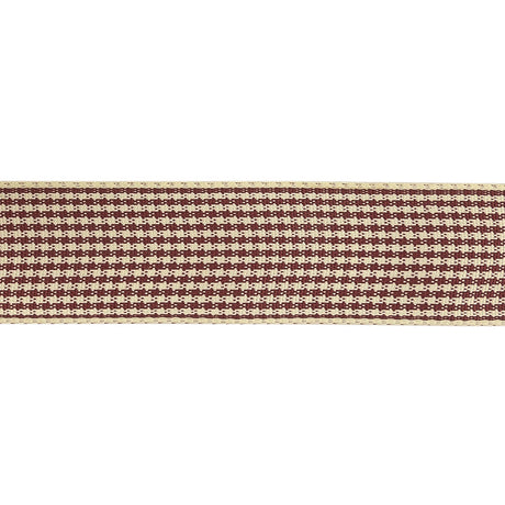 Wine and Cream Houndstooth Check Woven Ribbon - 1"