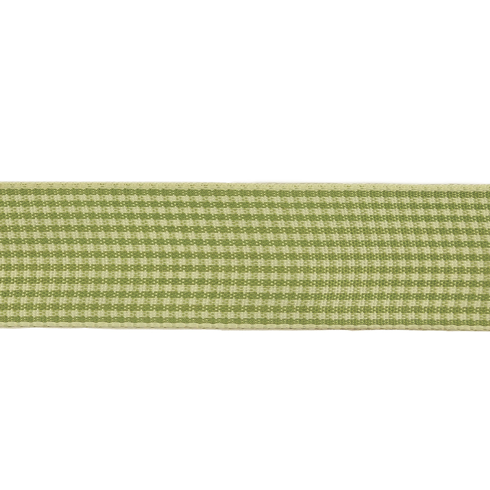 Lime and Cream Houndstooth Check Woven Ribbon - 1"