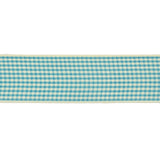 Sky Blue and Glass Green Houndstooth Check Woven Ribbon - 1"