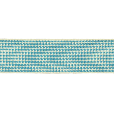 Sky Blue and Glass Green Houndstooth Check Woven Ribbon - 1"
