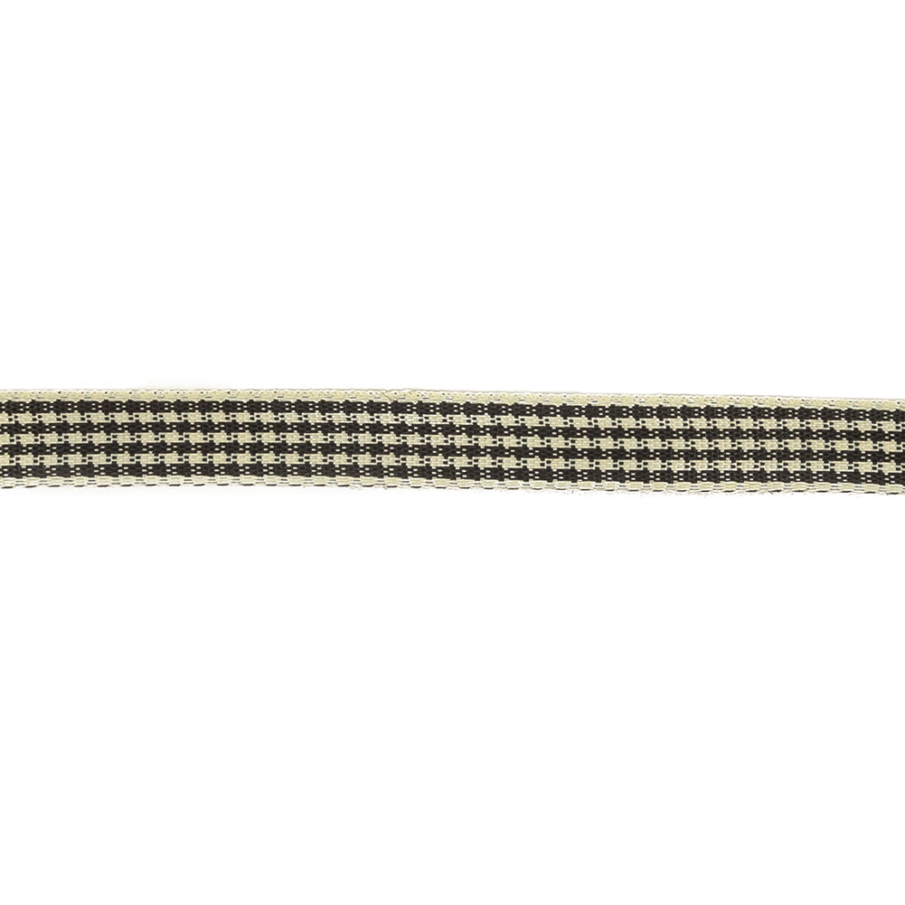 Black and Cream Houndstooth Check Woven Ribbon - 0.375"