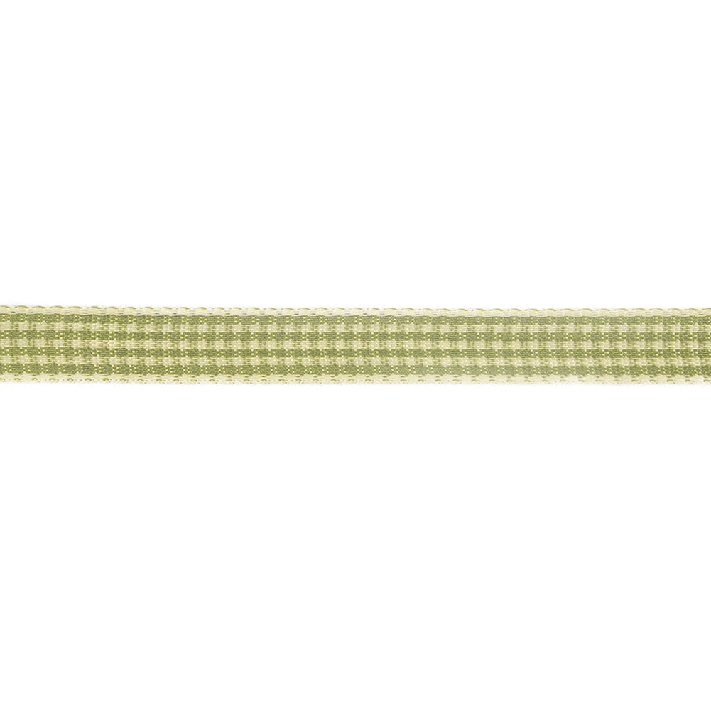 Lime and Cream Houndstooth Check Woven Ribbon - 0.375"