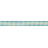 Sky Blue and Glass Green Houndstooth Check Woven Ribbon - 0.375"