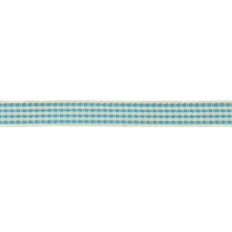 Sky Blue and Glass Green Houndstooth Check Woven Ribbon - 0.375"