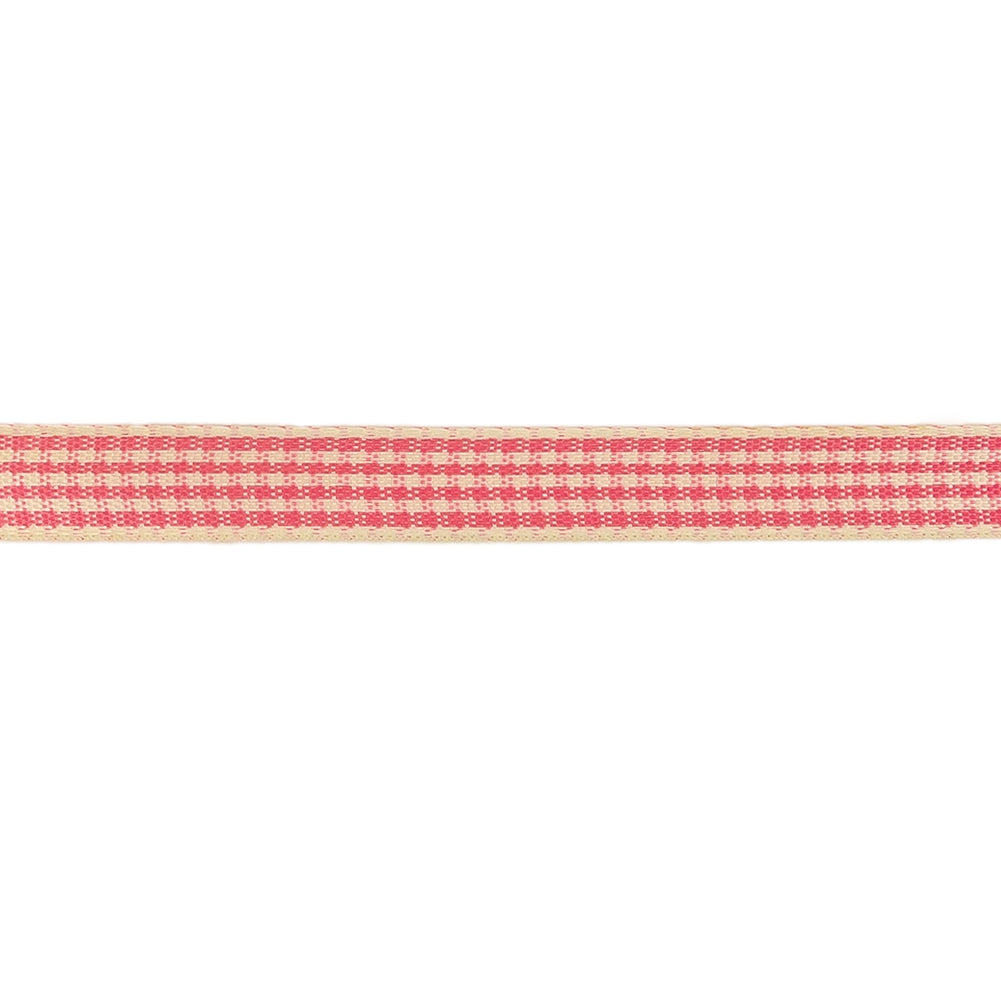 Hot Pink and Dew Houndstooth Check Woven Ribbon - 0.375"