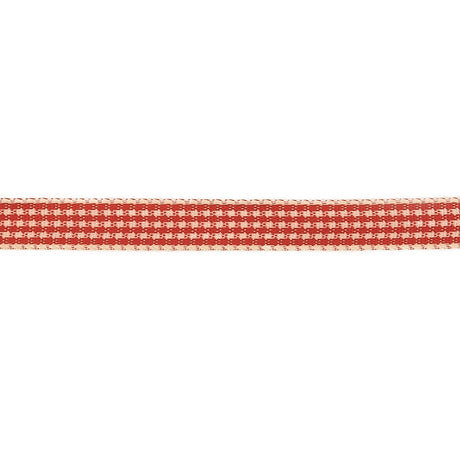 Red and Cream Houndstooth Check Woven Ribbon - 0.375"