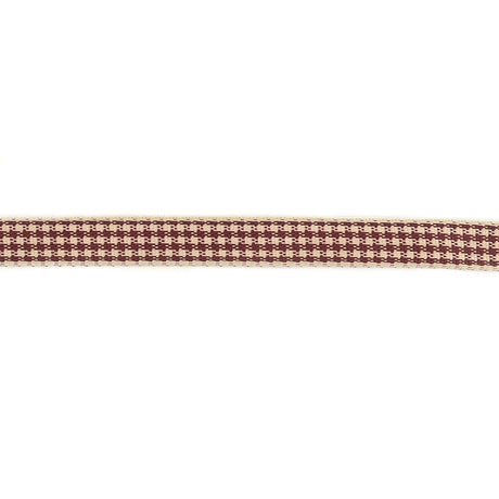 Wine and Cream Houndstooth Check Woven Ribbon - 0.375"