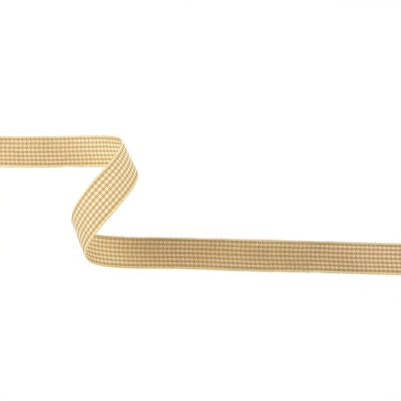 Beige and Angora Houndstooth Check Woven Ribbon - 0.625"