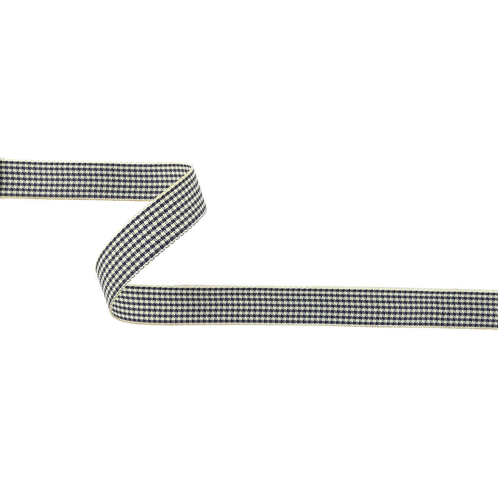 Deep Cobalt and Marshmallow Houndstooth Check Woven Ribbon - 0.625"