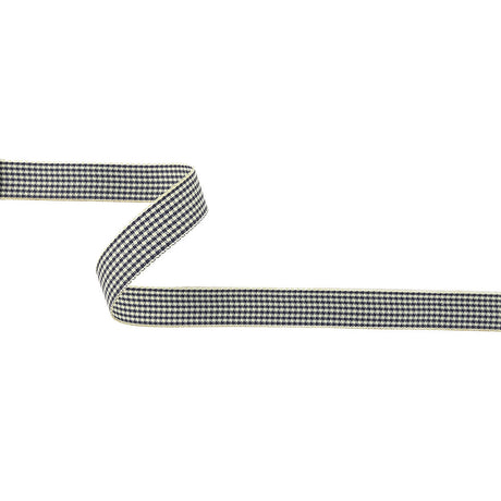 Deep Cobalt and Marshmallow Houndstooth Check Woven Ribbon - 0.625"