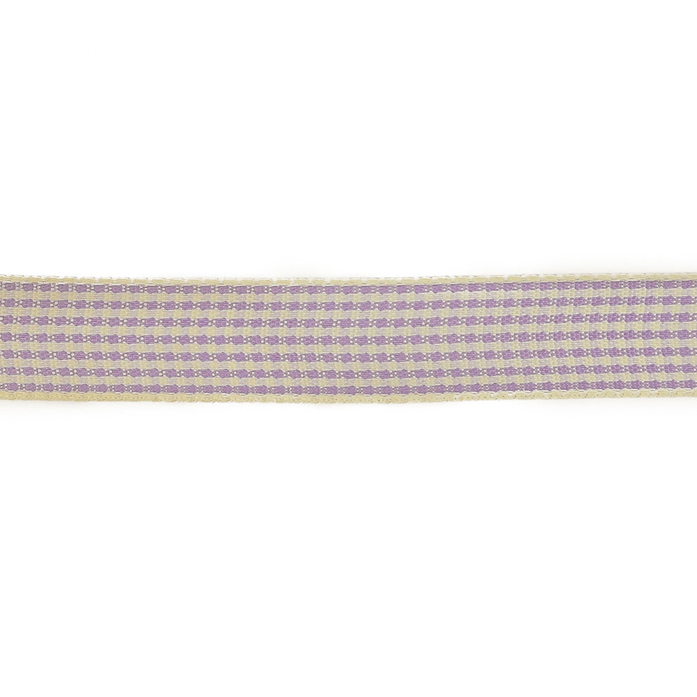 Lilac and Cream Houndstooth Check Woven Ribbon - 0.625"