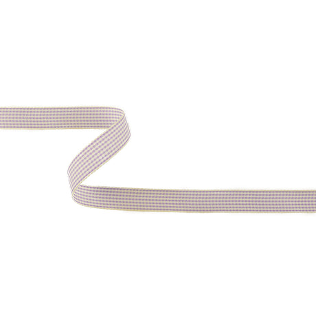 Lilac and Cream Houndstooth Check Woven Ribbon - 0.625"